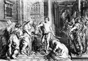 The Execution of St. John the Baptist, engraved by Martin I van den Enden fl. 1630-54