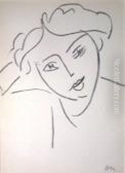'portrait Of Woman' And
'portrait Of Man', Lithographs, Published By Renade In Verve, 1958,
Initialled In The Plate, 25cm X 19cm, Framed - view 1