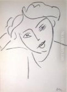'portrait Of Woman' And 
'portrait Of Man', Lithographs, Published By Renade In Verve, 1958, 
Initialled In The Plate, 25cm X 19cm, Framed by Henri Matisse