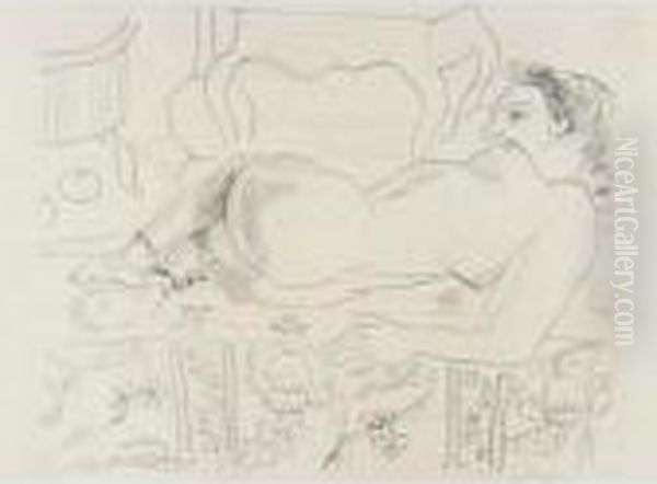Nu Couche Sur Sol Fleuri (d.503) - view 1