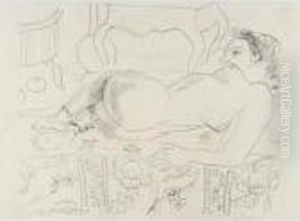 Nu Couche Sur Sol Fleuri (d.503) by Henri Matisse
