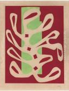 Algue Blanche Sur Fond Rouge Et Vert by Henri Matisse