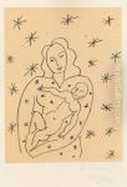 Vierge Et Enfant Sur Fond D'etoile. - view 1