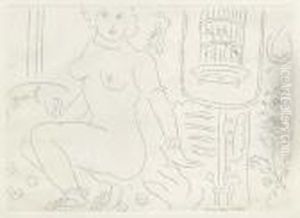 Sitzender Akt Neben Sittichkafig. 1929. by Henri Matisse