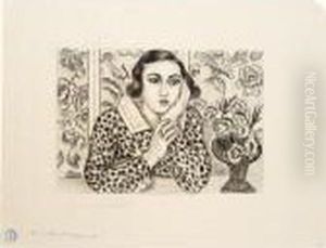 Jeune Fille Accoudee Au Paravent Fleuri by Henri Matisse
