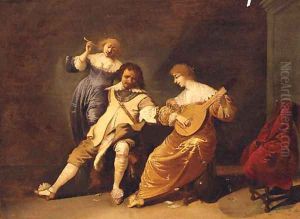 Elegant company making music by Pieter Jansz. Quast