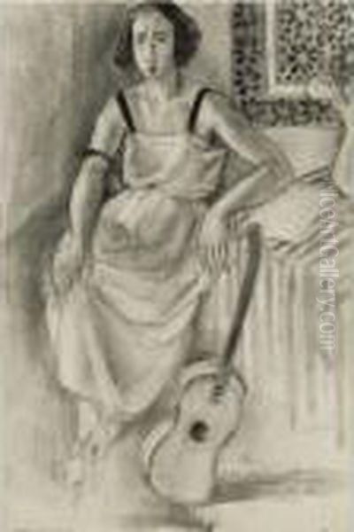 Femme Assise A La Guitare - view 1