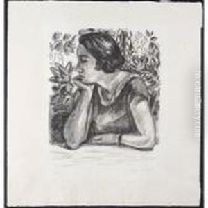 Visage De Profil Reposant Sur Un Bras, Paravent Louis Xiv (d. 447) by Henri Matisse