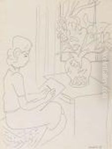 Annelies Dessinant Des Fleurs by Henri Matisse