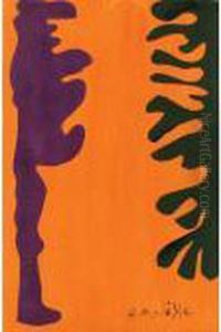 Arabesques Noires Et Violettes Sur Un Fond Orange by Henri Matisse