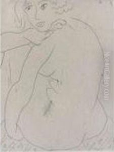 Nu Assis De Trois-quarts, Le Visage De Face (d. 152) by Henri Matisse