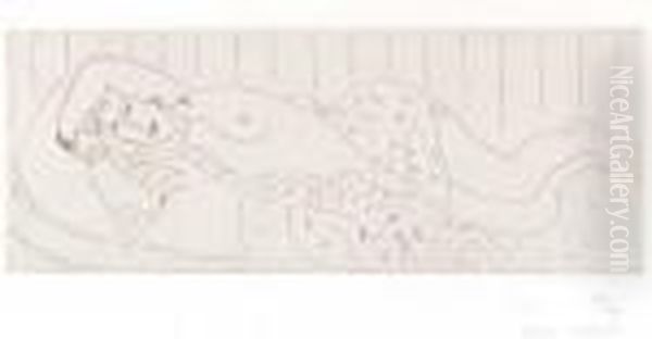 Nu Couche, Drape Dans Une Etoffe Fleurie - view 1