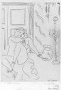 Nu Dans Un Interieur Avec Lampe Venitienne Et Possons Rouges (d. 185) by Henri Matisse