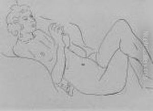 Nu Allonge, Les Jambes Repliees, Avec Un Collier (d. 113) by Henri Matisse