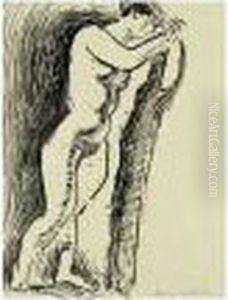 Baigneuse Debout Contre Un Arbre