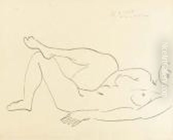 Nu Couche Au Visage Incomplet--etude De Jambes - view 1