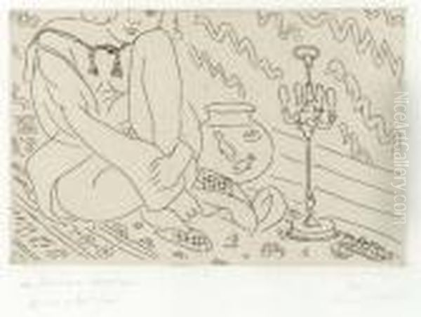 Figure Au Visage Coupe Assise Dans Un Interieur - view 1