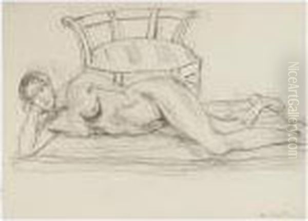 Femme Nue Au Repos Devant Une Chaise - view 1