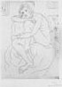 Nu Assis, Mains Aux Genoux. 1929. by Henri Matisse