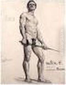 Homme Nu Avec Epee - Etude D'academie