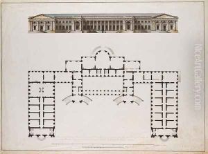North elevation and ground plan of the Alexander Palace at Tsarkoe Selo, c.1780s