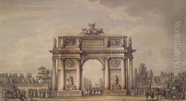 View of the Narva Gates in St. Petersburg with stands for spectators, 1814 - view 1