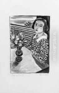 Jeune Fille Assise Au Bouquet De Fleurs by Henri Matisse