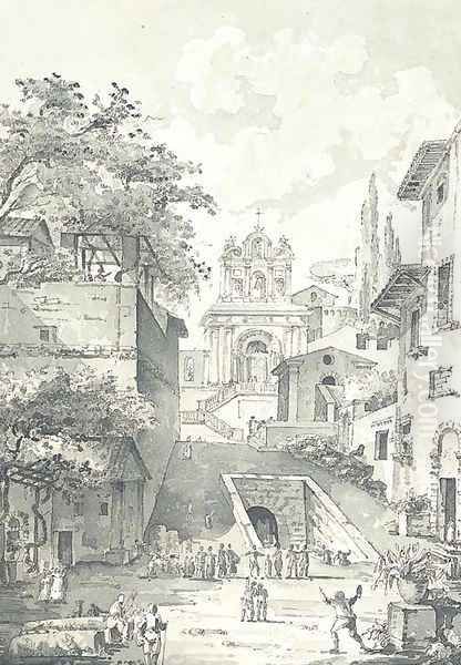 A capriccio reminiscent of the Spanish Steps, Rome - view 1