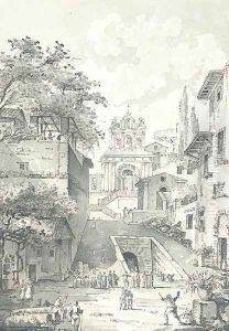 A capriccio reminiscent of the Spanish Steps, Rome