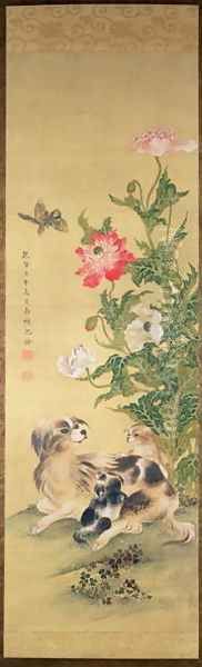 Dogs and Peony, Qing Dynasty - view 1