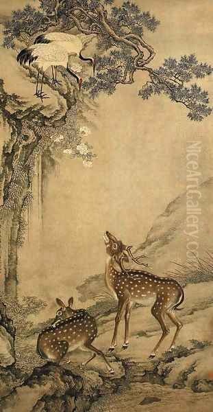 Cranes and Deer - view 1