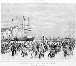 Scene on the Delaware River at Philadelphia during the Severe Winter of 1856, c.1860 by James Queen