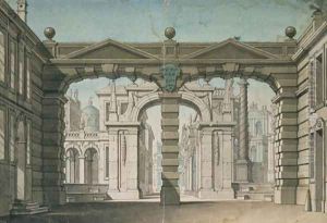 Set design for the world premiere performance of Idomeneo, by Wolfgang Amadeus Mozart in Munich, 1781