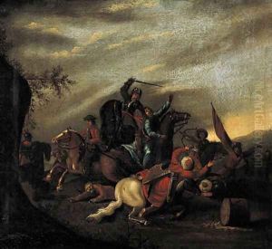 A cavalry battle between Turks and Christians by August Querfurt