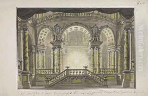 A stage design The interior of a Temple by Lorenzo I Quaglio