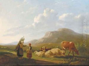 A summer landscape with cattle by Matthijs Quispel