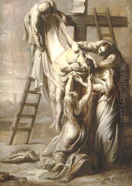 The Descent from the Cross; en grisaille - view 1