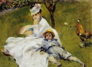 Camille Monet And Her Son Jean In The Garden At Argenteuil