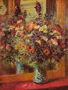 Bouquet In Front Of A Mirror by Pierre Auguste Renoir