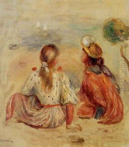 Young Girls On The Beach by Pierre Auguste Renoir