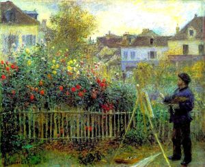 Claude Monet Painting In His Garden At Argenteuil by Pierre Auguste Renoir