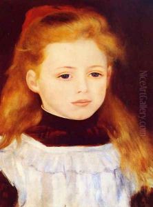 Little Girl In A White Apron Aka Portrait Of Lucie Berard by Pierre Auguste Renoir