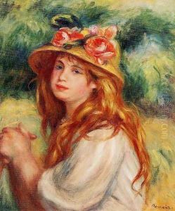 Blond In A Straw Hat Aka Seated Girl by Pierre Auguste Renoir