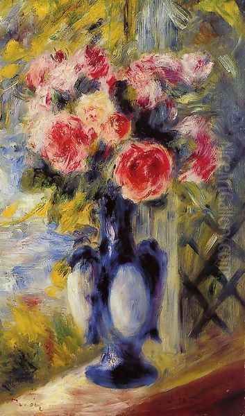 Bouquet Of Roses In A Blue Vase - view 1