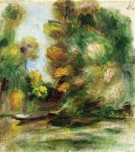 Banks Of The River A Boat by Pierre Auguste Renoir
