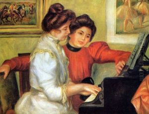 Yvonne And Christine Lerolle At The Piano by Pierre Auguste Renoir