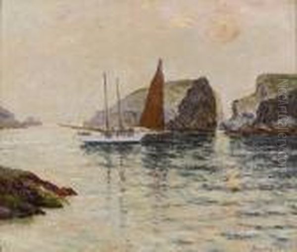 Soleil Couchant Dans La Brume, Port Goulphar Belle-ile En?mer - view 1