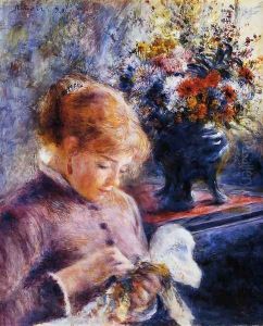 Young Woman Sewing by Pierre Auguste Renoir