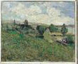 Chemin De Fer A Dudon. Huile Sur Toile Signee Et Datee 96 En Bas A Droite