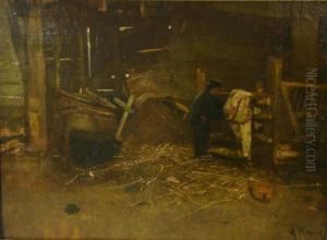 Farm Hand In A Stable Interior